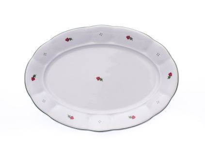 Mísa oválná, 32 cm, růžové kytičky, porcelán G. Benedikt
