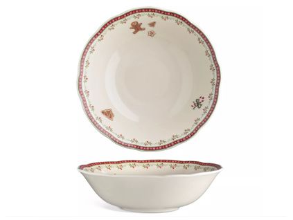 Mísa kompotová, 26 cm, perníčky, vánoční porcelán, Leander