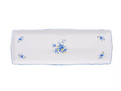 Podnos čtyřhranný, 45 x 16 cm, pomněnky, Český porcelán