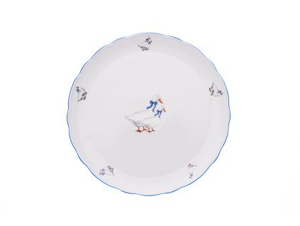 Talíř dortový, 31 cm, husy, Český porcelán