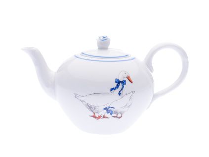 Konvice čajová se sítkem, 0,95 l, husy, Český porcelán