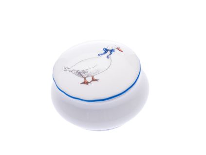 Dóza kulatá - šperkovnice, 9 cm, husy, Český porcelán