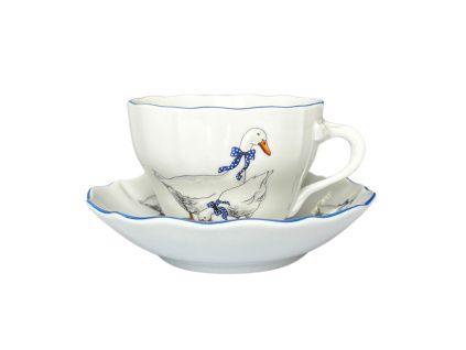 Šálek a podšálek, B+B, 0,21 l, husy, Český porcelán Dubí