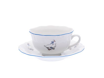 Šálek s podšálkem, 0,20 l, husy, Český porcelán