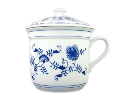 Hrnek Český s 1 uchem s víkem bez výřezu  3,0 l,  cibulák, Český porcelán