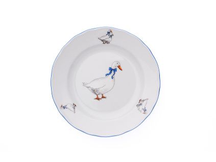 Talíř dezertní, Český porcelán Dubí, 19 cm, husy
