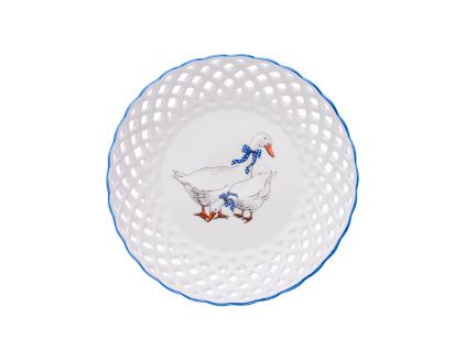 Talíř prolamovaný, 27 cm, husy, Český porcelán