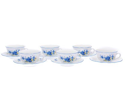 Sada šálků s podšálkem, 200 ml, pomněnky, Český porcelán, 6ks