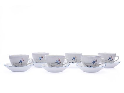 Sada šálků s podšálkem, B+B, 210 ml, husy, porcelán Dubí, 6ks