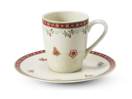 Šálek s podšálkem, vánoční porcelán, perníčky, 0,09 l, Leander