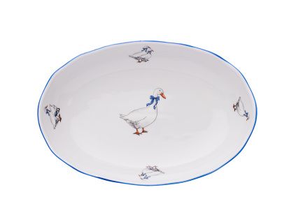 Mísa salátová oválná, 23 cm, husy, Český porcelán