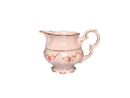 Mlékovka nízká, růžový porcelán, růžičky, 250 ml, Leander