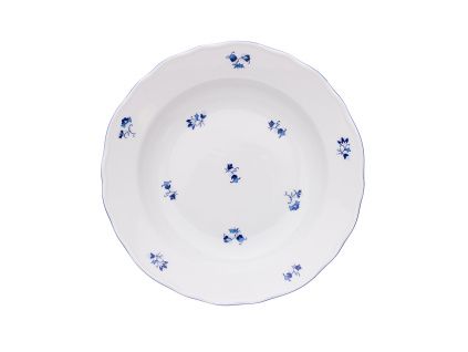 Talíř hluboký, 24 cm, modrá házenka, Český porcelán