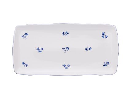 Podnos čtyřhranný, 33 cm, modrá házenka, Český porcelán