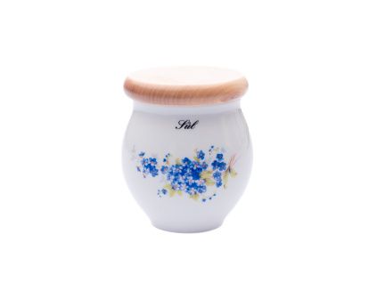 Dóza s nápisem sůl, 10,4 cm, Pomněnky, Český porcelán
