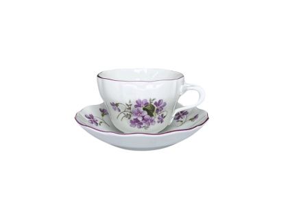 Šálek a podšálek, 0,12 l, fialky, Český porcelán Dubí