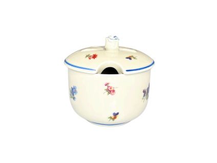 Cukřenka s víčkem 0,20 l,  rakouská házenka, slonová kost, Český porcelán