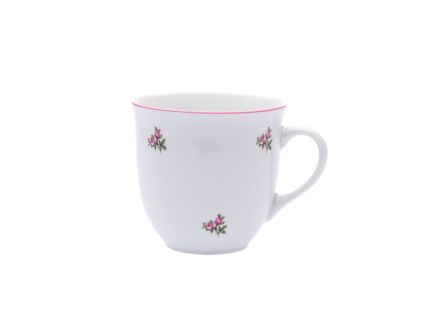 Hrnek Mirek, házenka, růžový proužek, 0,4 l, Český porcelán Dubí