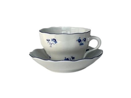 Šálek s podšálkem, 210 ml, modrá házenka, Český porcelán
