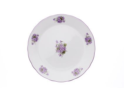 Mísa mělká, 30 cm, fialky, Český porcelán