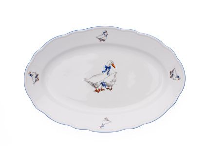 Mísa oválná, 35 cm, husy, Český porcelán Dubí