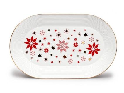 Mísa oválná, 38 cm, Lea, vánoční červené vločky, zlato, Thun