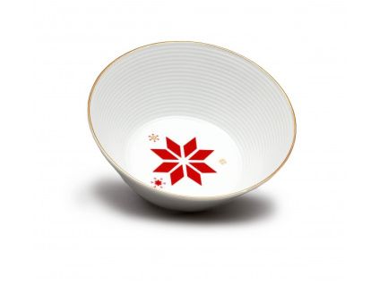 Miska kompotová, 16 cm, Lea, vánoční červené vločky, zlato, Thun