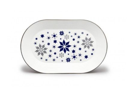 Mísa oválná, 32 cm, Lea, vánoční modré vločky, platina, Thun