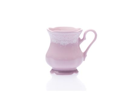 Hrnek, 250 ml, růžový porcelán, Mary - Anne, bílá krajka, Leander