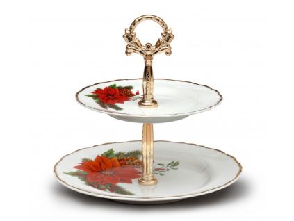Etažérka, 2 dílná, vánoční hvězda, český porcelán, Thun