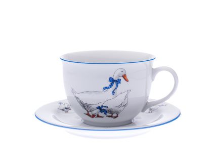 Šálek s podšálkem, 500 ml, husy, Český porcelán Dubí
