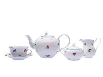 Čajová souprava, rakouská házenka, Český porcelán, 15 d.