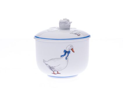 Cukřenka s víčkem bez výřezu  0,20 l, husy, Český porcelán