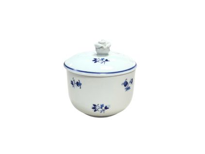 Cukřenka s víčkem bez výřezu 0,20 l, modrá házenka, Český porcelán