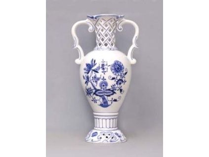 Váza prolamovaná  15,3 x 30 cm, cibulák, Český porcelán