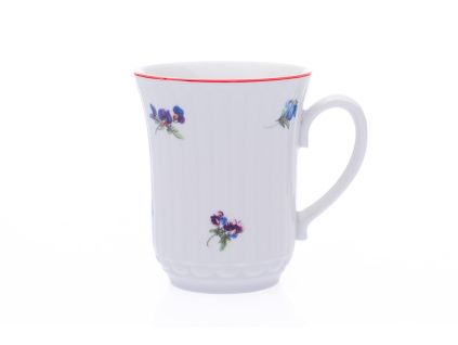 Hrnek Derby, 250 ml, porcelán Dubí, házenka s červeným proužkem