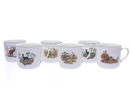 Sada hrnků Vařák, 0,65 l, Český porcelán, lesní zvěř, 6 ks