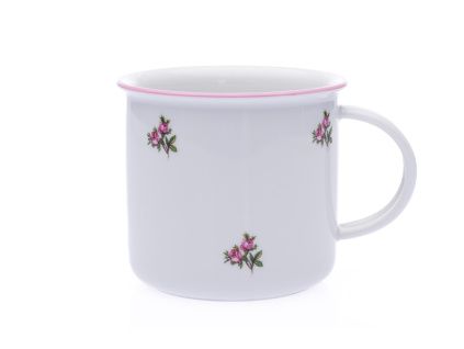Hrnek Tina, 380 ml, házenka s růžovým proužkem, Český porcelán Dubí