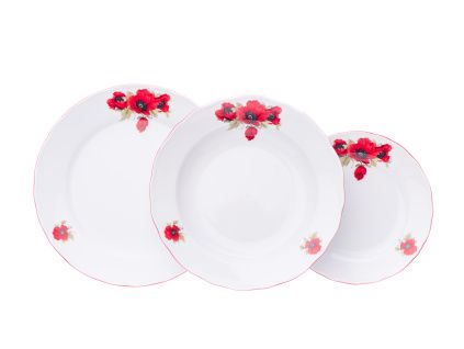 Talířová souprava, vlčí mák, Český porcelán, 18 d.