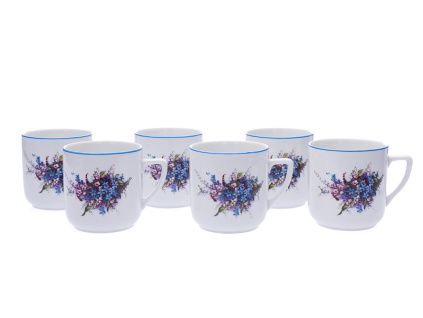 Sada hrnků Pětka, 400 ml, porcelán Dubí, konvalinka a pomněnka, 6 ks