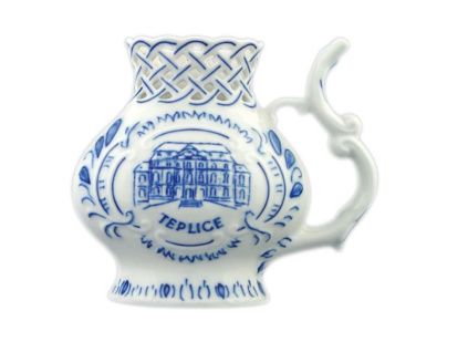 Pohárek lázeňský prolam. / Teplice 12 cm, cibulák, Český porcelán