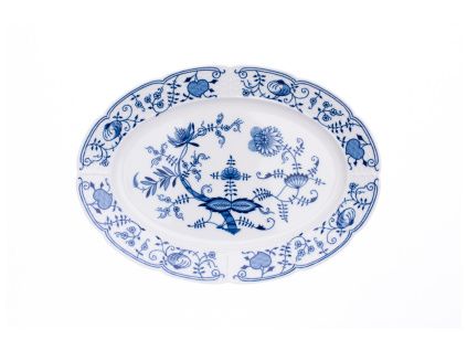 Natálie, oválná mísa, 37 cm, cibulák, porcelán Thun 1794