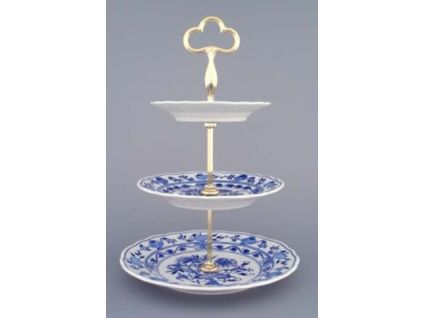 Etažér 3-dílný - talíře plné  15+19+24 cm,  cibulák, Český porcelán