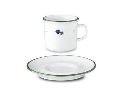 Šálek s podšálkem na espresso, 80 ml, modré kytičky, G. Benedikt