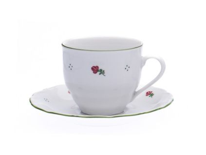 Šálek s podšálkem, růžové kytičky, 250 ml, porcelán, G. Benedikt