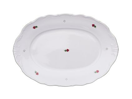 Mísa oválná, 32 cm, Verona, růžové kytičky, porcelán G. Benedikt