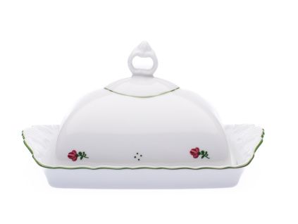 Máslenka, český porcelán, Verona, 250 g, růžové kytičky, G. Benedikt