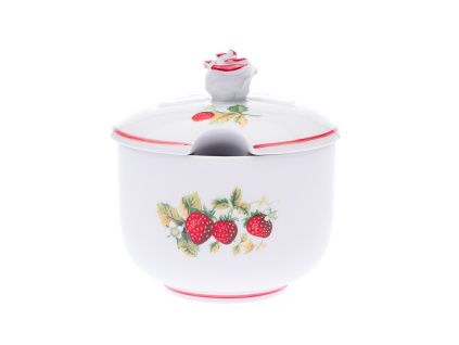 Cukřenka s víčkem s výřezem 0,20 l,  jahody, Český porcelán