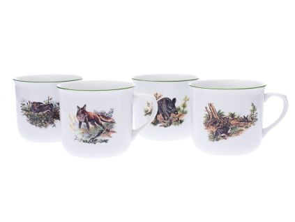 Sada hrnků Vařák, 0,65 l, Český porcelán, lesní zvěř, 4 ks