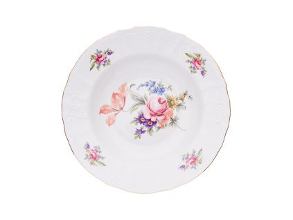 Bernadotte, talíř hluboký, 23 cm, porcelán, zahradní květy, Thun